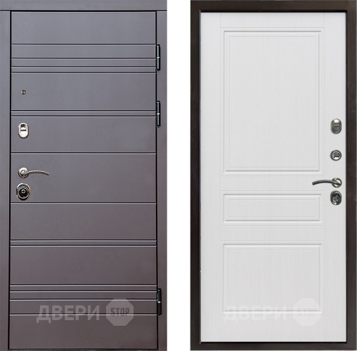 Входная металлическая Дверь Престиж Линия Браун Классика Белое дерево в Пушкино