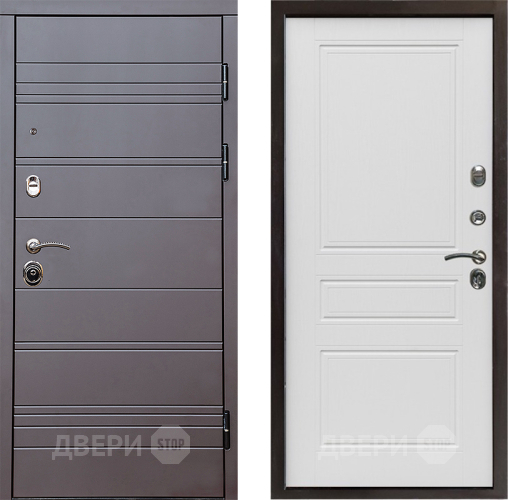 Входная металлическая Дверь Престиж Линия Браун Классика Лиственница белая в Пушкино