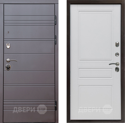 Входная металлическая Дверь Престиж Линия Браун Классика Белый матовый в Пушкино