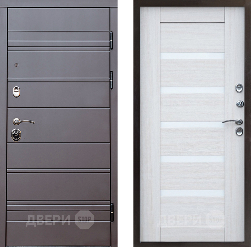 Входная металлическая Дверь Престиж Линия Браун Царга Лиственница белая в Пушкино