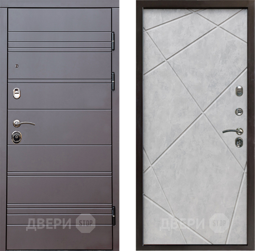 Входная металлическая Дверь Престиж Линия Браун Лучи Бетон светлый в Пушкино