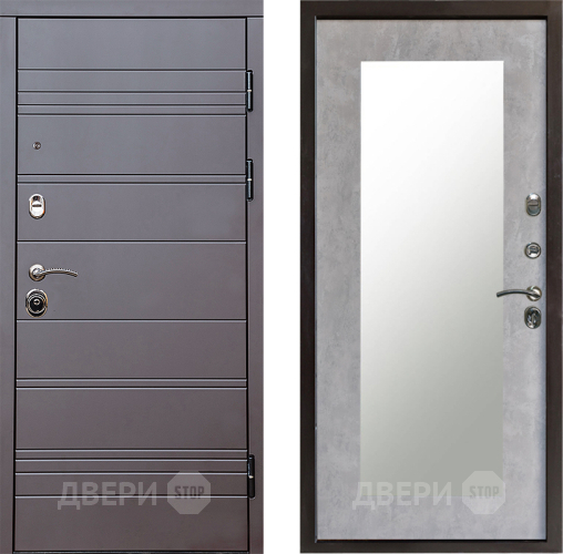 Дверь Престиж Линия Браун Зеркло Пастораль Бетон светлый в Пушкино