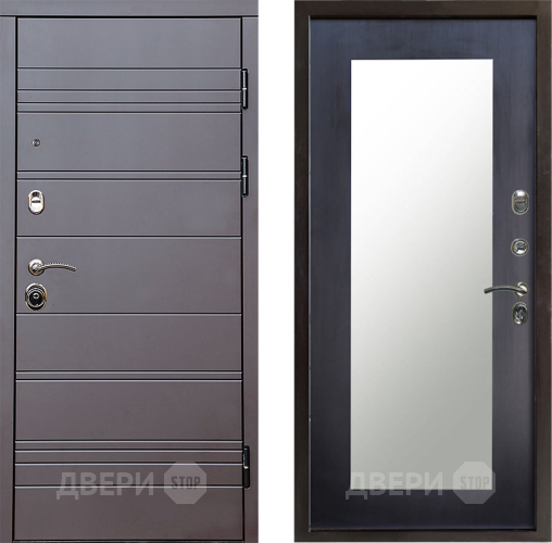 Входная металлическая Дверь Престиж Линия Браун Зеркло Пастораль Венге в Пушкино