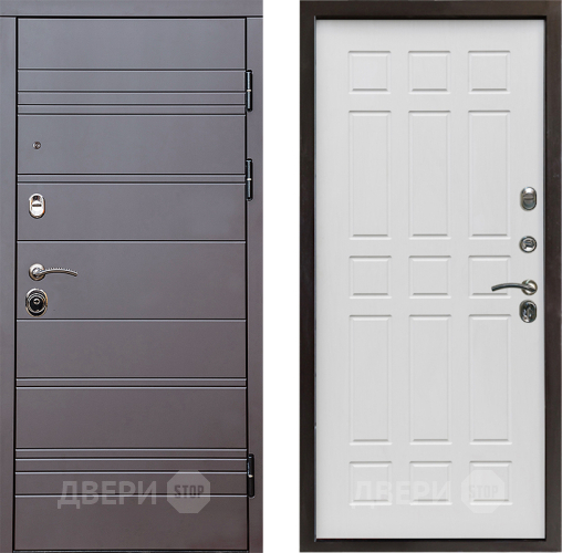 Входная металлическая Дверь Престиж Линия Браун Спарта Белое дерево в Пушкино