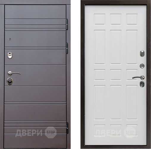 Входная металлическая Дверь Престиж Линия Браун Спарта Лиственница белая в Пушкино