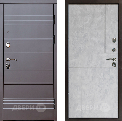 Входная металлическая Дверь Престиж Линия Браун Горизонт Бетон светлый в Пушкино