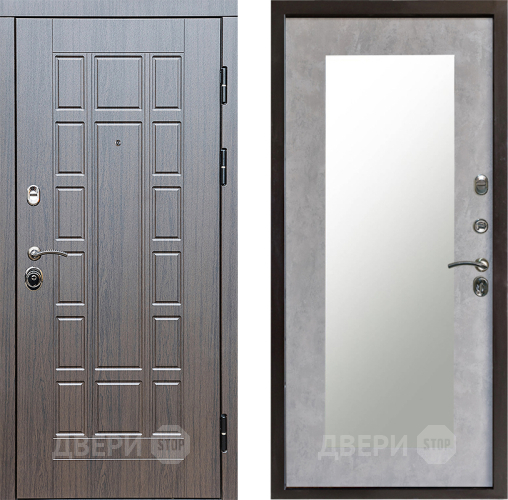 Входная металлическая Дверь Престиж Престиж Зеркло Пастораль Бетон светлый в Пушкино