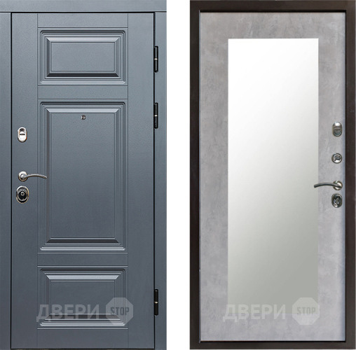 Входная металлическая Дверь Престиж Премиум Зеркло Пастораль Бетон светлый в Пушкино