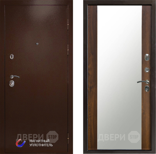 Входная металлическая Дверь Престиж Медь Зеркало Дуб в Пушкино