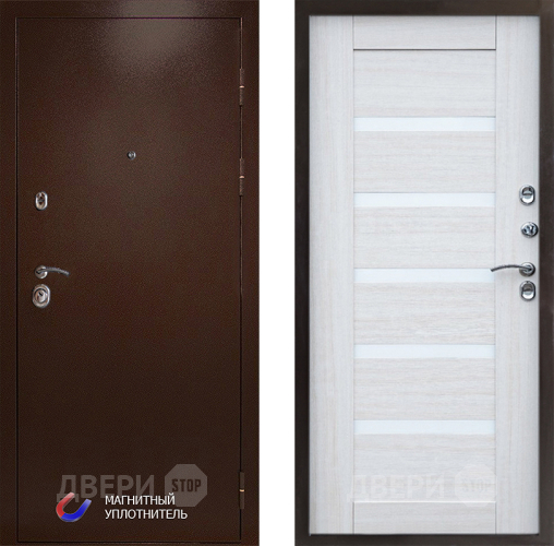 Входная металлическая Дверь Престиж Медь Царга Лиственница белая в Пушкино