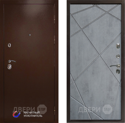 Входная металлическая Дверь Престиж Медь Лучи Бетон темный в Пушкино