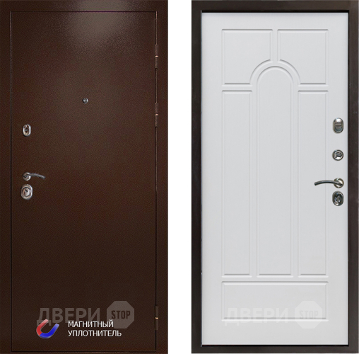 Входная металлическая Дверь Престиж Медь Арка Белое дерево в Пушкино