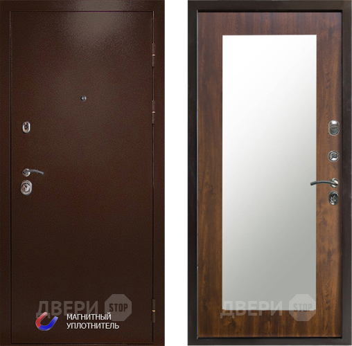 Входная металлическая Дверь Престиж Медь Зеркло Пастораль Дуб в Пушкино