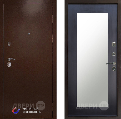 Входная металлическая Дверь Престиж Медь Зеркло Пастораль Венге в Пушкино