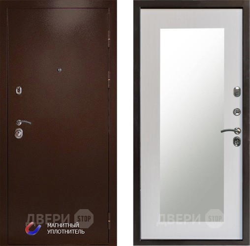 Входная металлическая Дверь Престиж Медь Зеркло Пастораль Лиственница белая в Пушкино