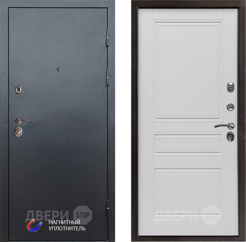Входная металлическая Дверь Престиж Графит Классика Белый матовый в Пушкино