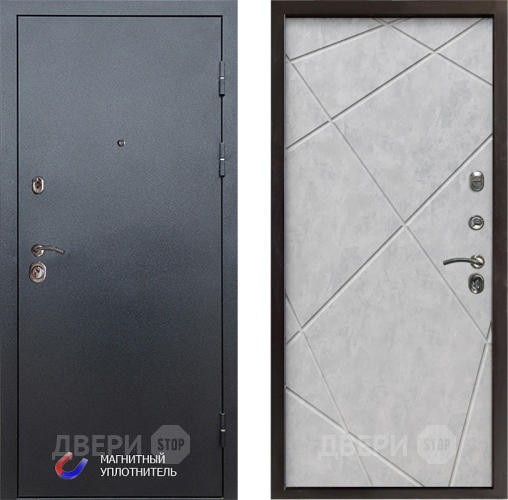 Входная металлическая Дверь Престиж Графит Лучи Бетон светлый в Пушкино