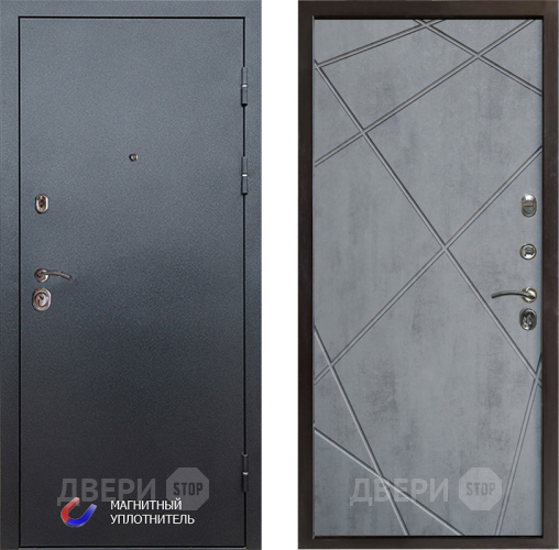 Входная металлическая Дверь Престиж Графит Лучи Бетон темный в Пушкино