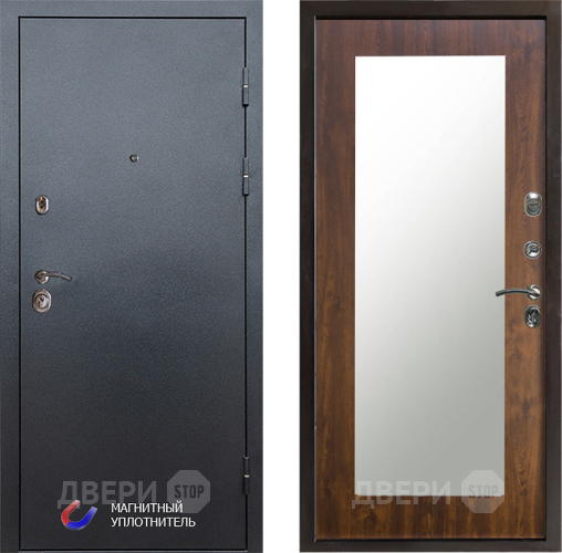 Входная металлическая Дверь Престиж Графит Зеркло Пастораль Дуб в Пушкино