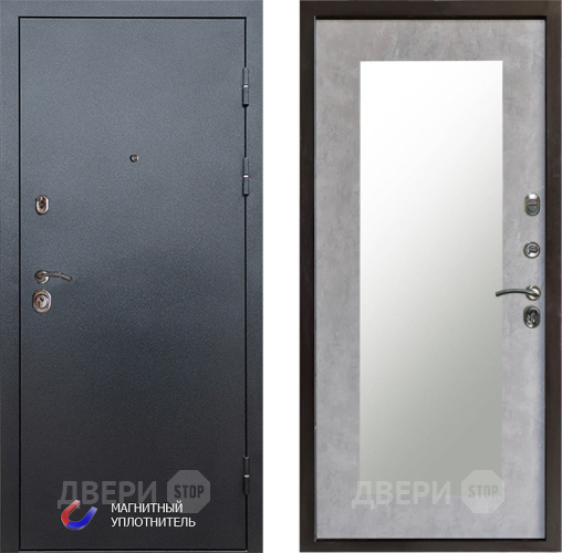 Дверь Престиж Графит Зеркло Пастораль Бетон светлый в Пушкино