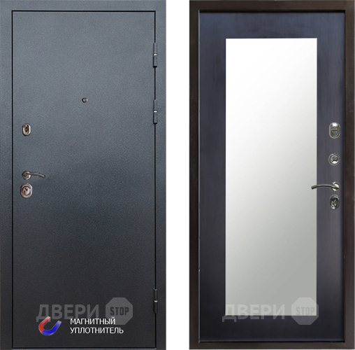 Входная металлическая Дверь Престиж Графит Зеркло Пастораль Венге в Пушкино