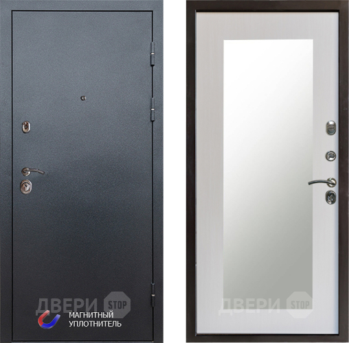 Входная металлическая Дверь Престиж Графит Зеркло Пастораль Лиственница белая в Пушкино