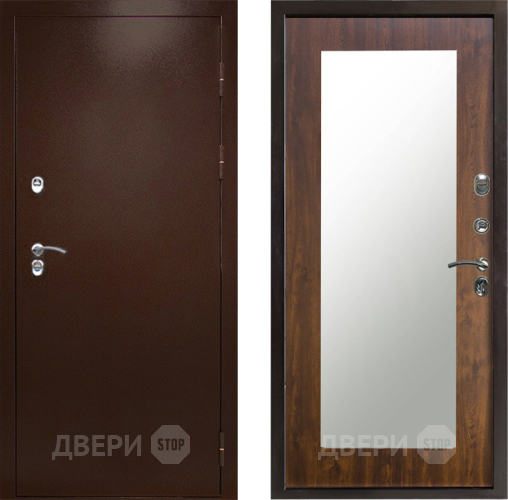 Входная металлическая Дверь Престиж TERMO с терморазрывом Снегирь Медь Зеркало пастораль Дуб в Пушкино
