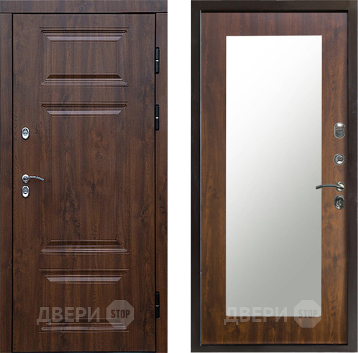 Входная металлическая Дверь Престиж TERMO с терморазрывом Премиум Орех Зеркало пастораль Дуб в Пушкино