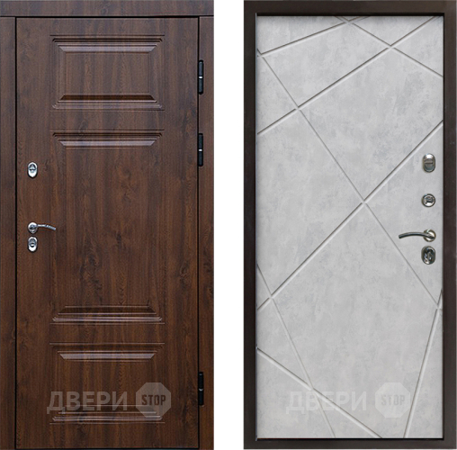 Входная металлическая Дверь Престиж TERMO с терморазрывом Премиум Орех Лучи Бетон светлый в Пушкино