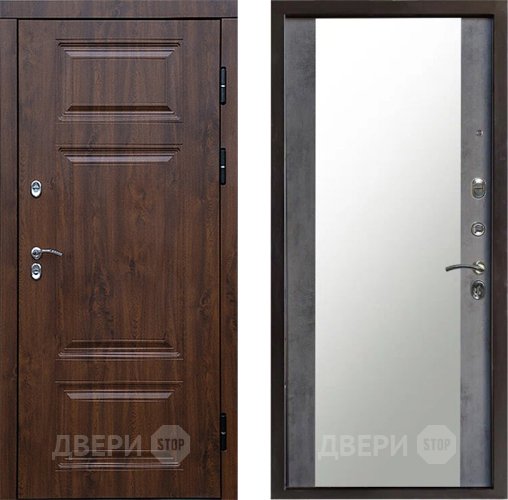 Входная металлическая Дверь Престиж TERMO с терморазрывом Премиум Орех Зеркало Бетон темный в Пушкино