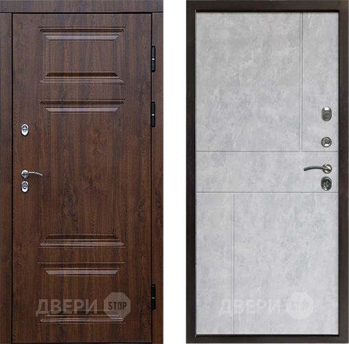 Входная металлическая Дверь Престиж TERMO с терморазрывом Премиум Орех Горизонт Бетон светлый в Пушкино