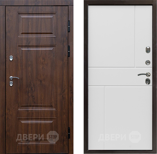 Входная металлическая Дверь Престиж TERMO с терморазрывом Премиум Орех Горизонт Бетон белый в Пушкино