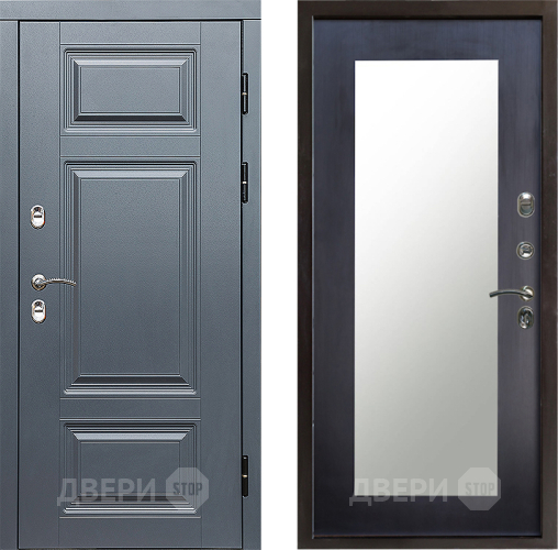 Входная металлическая Дверь Престиж TERMO с терморазрывом Премиум Грэй Зеркало пастораль Венге в Пушкино