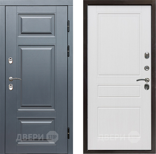 Входная металлическая Дверь Престиж TERMO с терморазрывом Премиум Грэй Классика Белое дерево в Пушкино