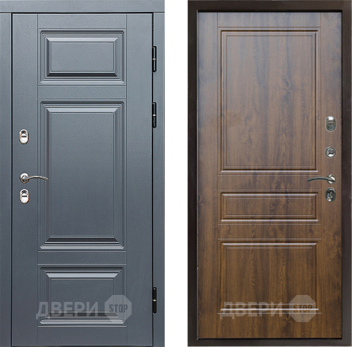 Входная металлическая Дверь Престиж TERMO с терморазрывом Премиум Грэй Классика Дуб в Пушкино