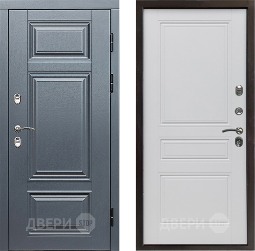 Входная металлическая Дверь Престиж TERMO с терморазрывом Премиум Грэй Классика Белый матовый в Пушкино