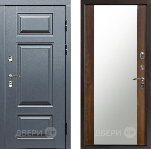 Входная металлическая Дверь Престиж TERMO с терморазрывом Премиум Грэй Зеркало Дуб в Пушкино