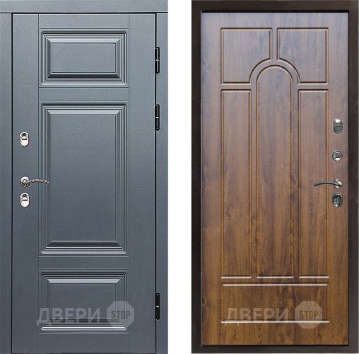 Входная металлическая Дверь Престиж TERMO с терморазрывом Премиум Грэй Арка Дуб в Пушкино