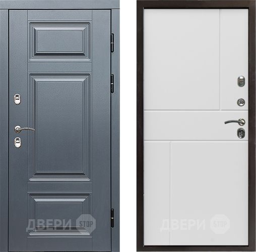Входная металлическая Дверь Престиж TERMO с терморазрывом Премиум Грэй Горизонт Бетон белый в Пушкино