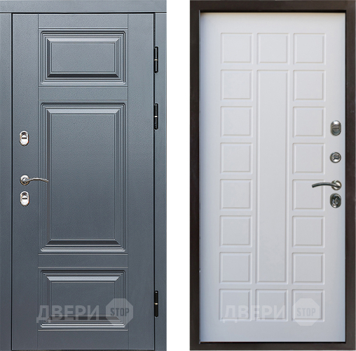 Входная металлическая Дверь Престиж TERMO с терморазрывом Премиум Грэй Престиж Белое дерево в Пушкино