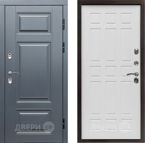 Входная металлическая Дверь Престиж TERMO с терморазрывом Премиум Грэй Спарта Белое дерево в Пушкино