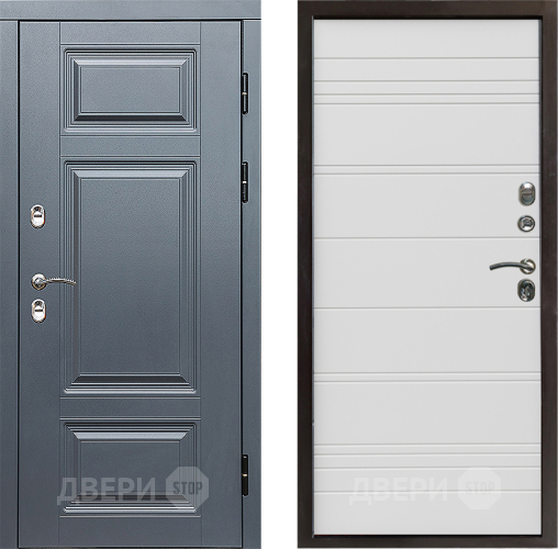 Входная металлическая Дверь Престиж TERMO с терморазрывом Премиум Грэй Line Белый в Пушкино