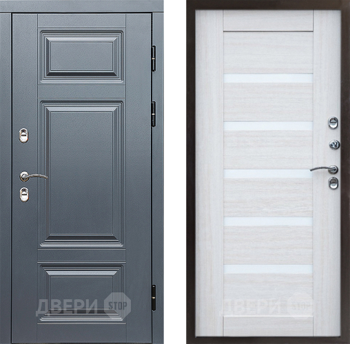 Входная металлическая Дверь Престиж TERMO с терморазрывом Премиум Грэй Царга Лиственница белая в Пушкино