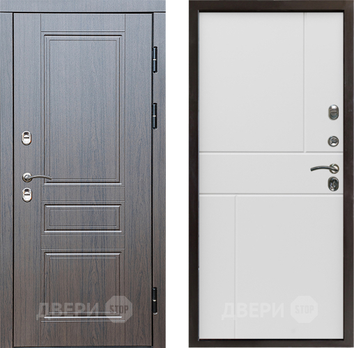 Входная металлическая Дверь Престиж TERMO с терморазрывом Классика Горизонт Бетон белый в Пушкино