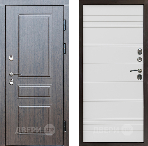 Входная металлическая Дверь Престиж TERMO с терморазрывом Классика Line Белый в Пушкино