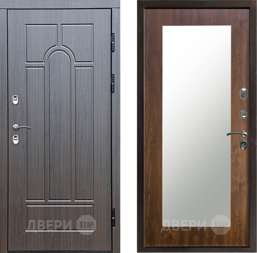 Входная металлическая Дверь Престиж TERMO с терморазрывом Арка Зеркало пастораль Дуб в Пушкино