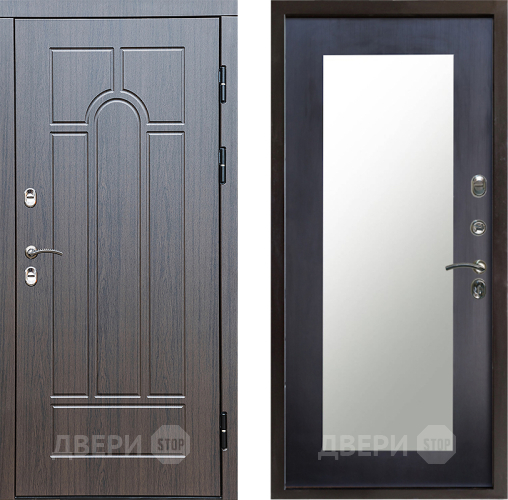 Входная металлическая Дверь Престиж TERMO с терморазрывом Арка Зеркало пастораль Венге в Пушкино