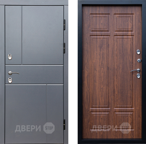 Входная металлическая Дверь Престиж TERMO с терморазрывом Горизонт Грэй Премиум Орех темный в Пушкино