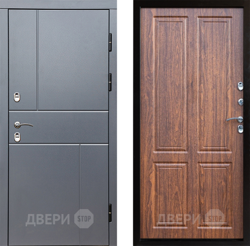 Входная металлическая Дверь Престиж TERMO с терморазрывом Горизонт Грэй Премиум Орех светлый в Пушкино