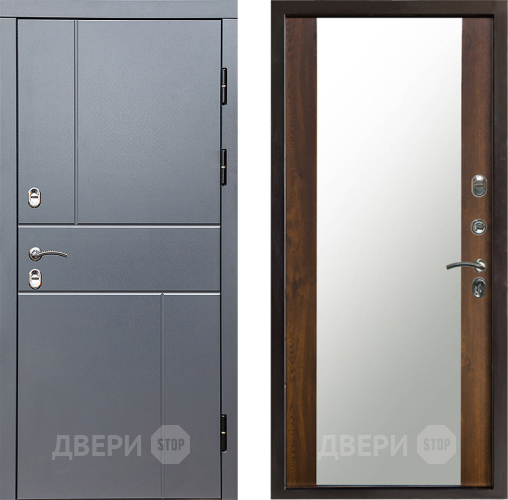 Входная металлическая Дверь Престиж TERMO с терморазрывом Горизонт Грэй Зеркало Дуб в Пушкино